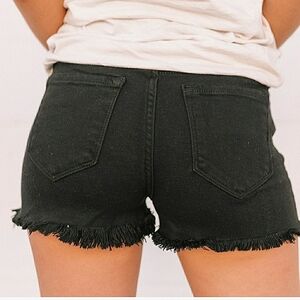 KanCan "Estilo" Black Frayed Hem Jean Shorts Cutoff Waist 27